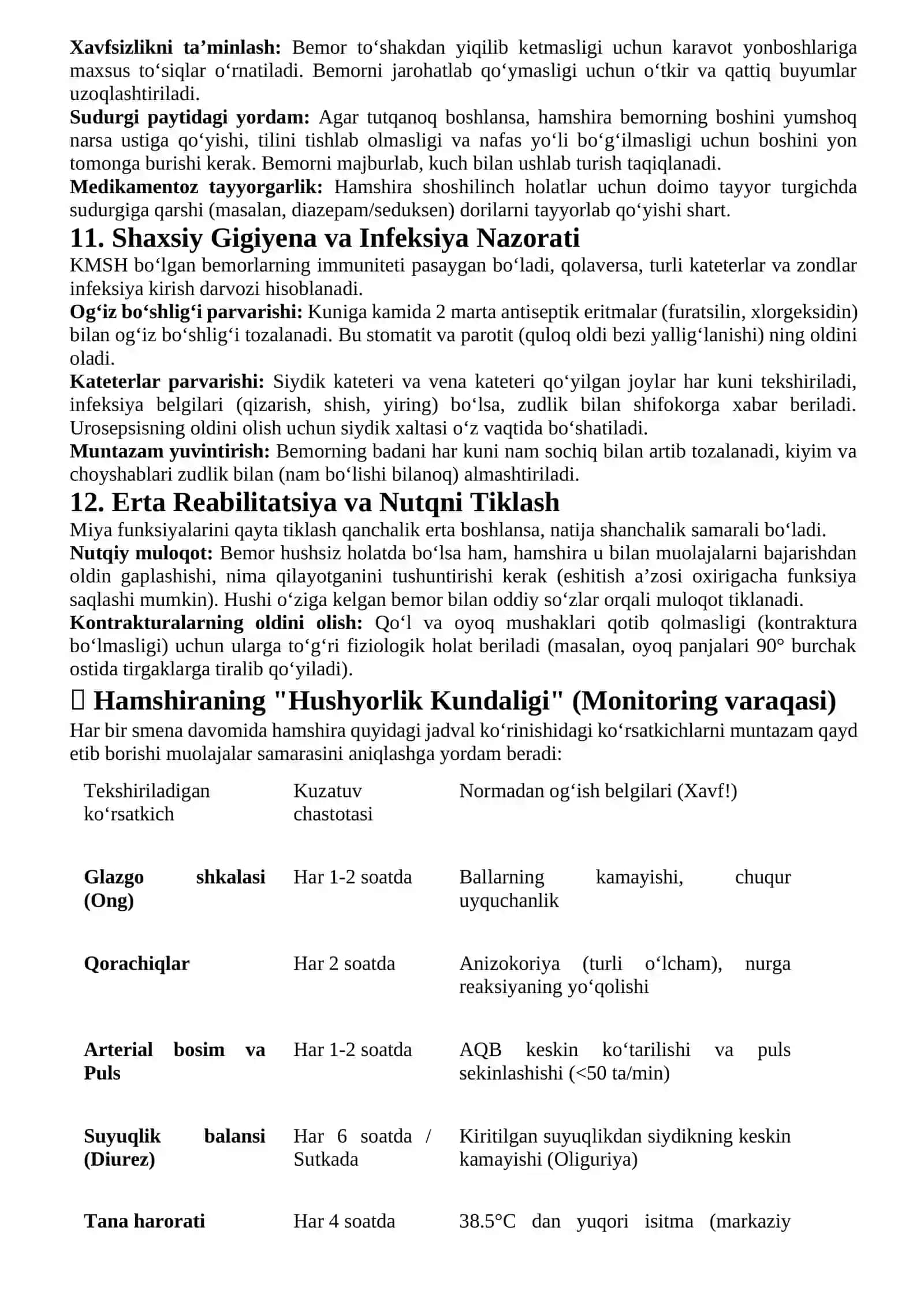 KALLA MIYA SHIKASTLANGANDA BEMORLARDA HAMSHIRALIK PARVARISHI 3