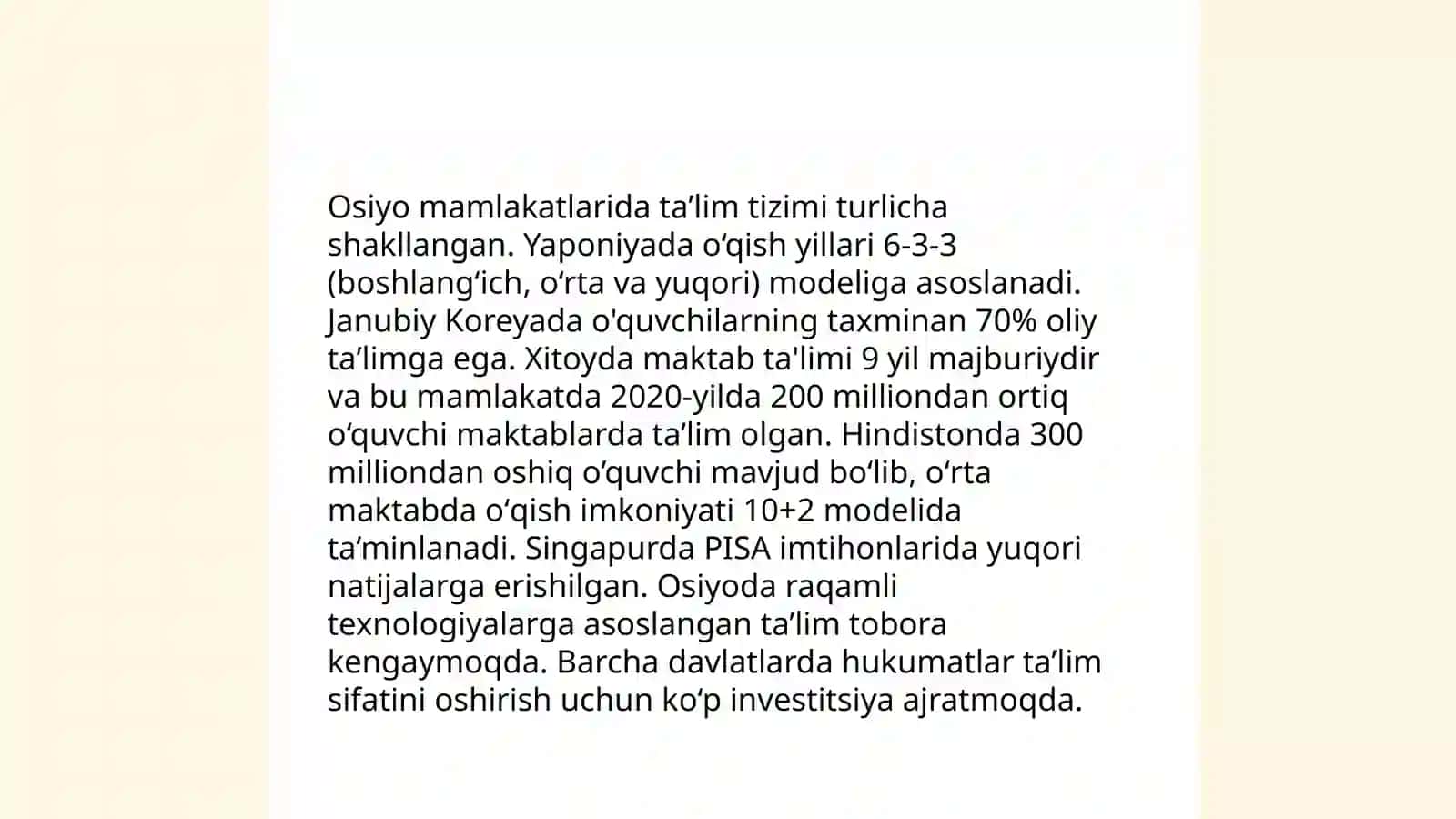 Osiyo mamlakatlarida taʼlim tarbiya jarayonining o'ziga xos xususiyatlari 3