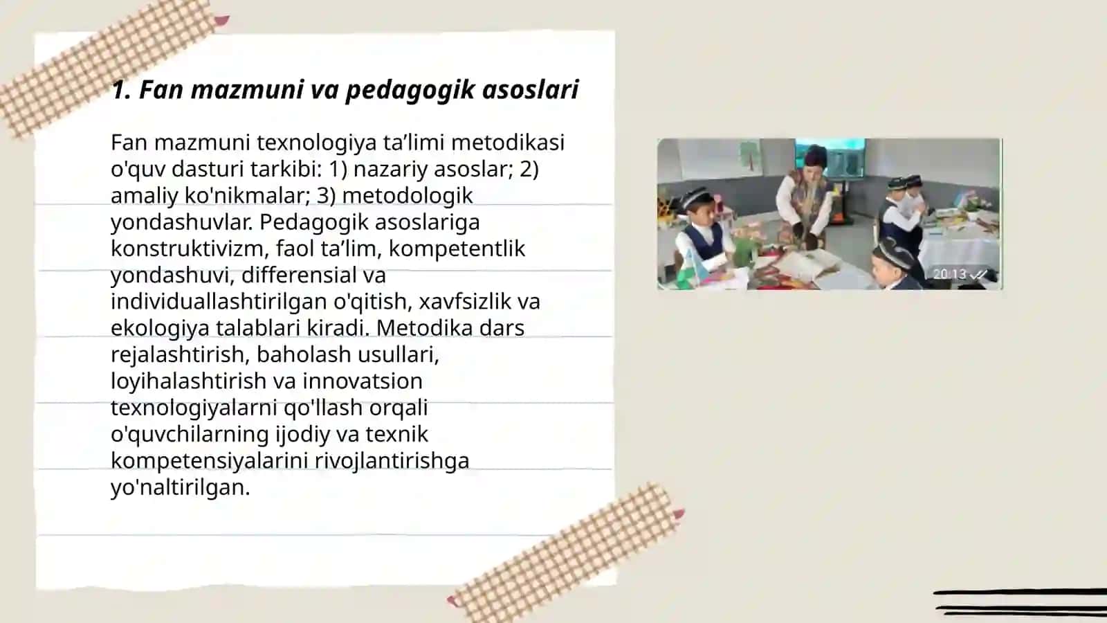 Texnologiya taʼlimi metodikasi fanining mazmuni, maqsadi va vazifalari 3