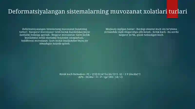 Deformatsiyalangan Tizimlar Muvozanati Holatlari Turlari 3