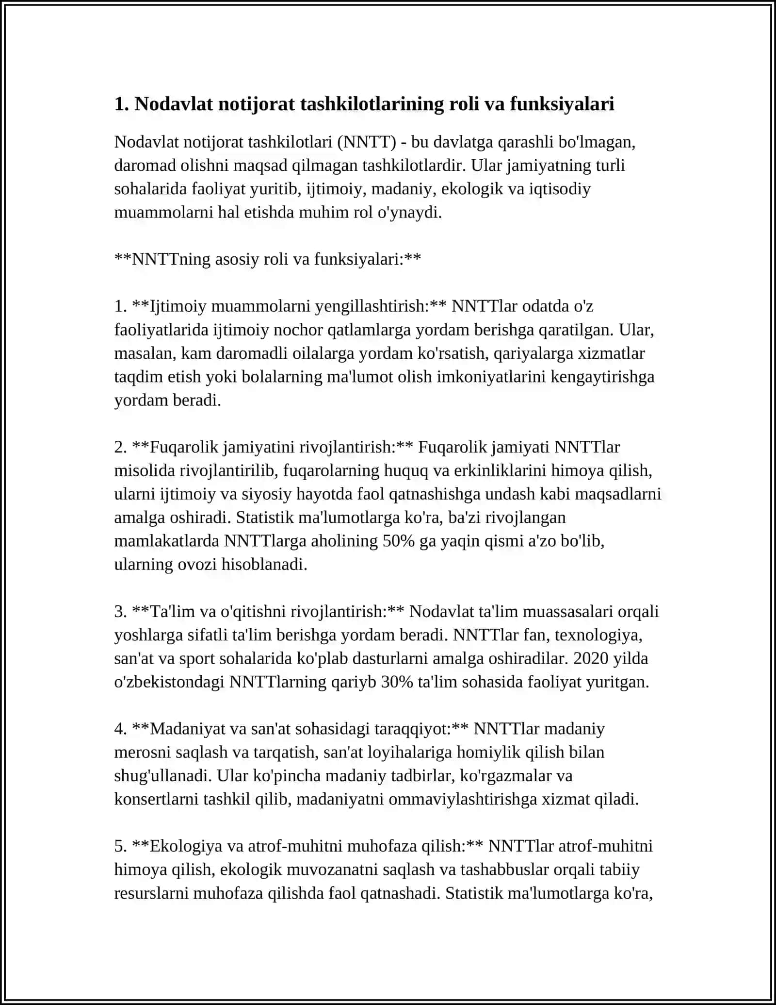 UZBEKISTONDA NODAVLAT NOTIJORAT TASHKILOTLAR VA ULARNING SIYOSIY, IJTIMOIY XAMDA IKTISODIY JARAYONLARDAGI ISHTIROKI 3