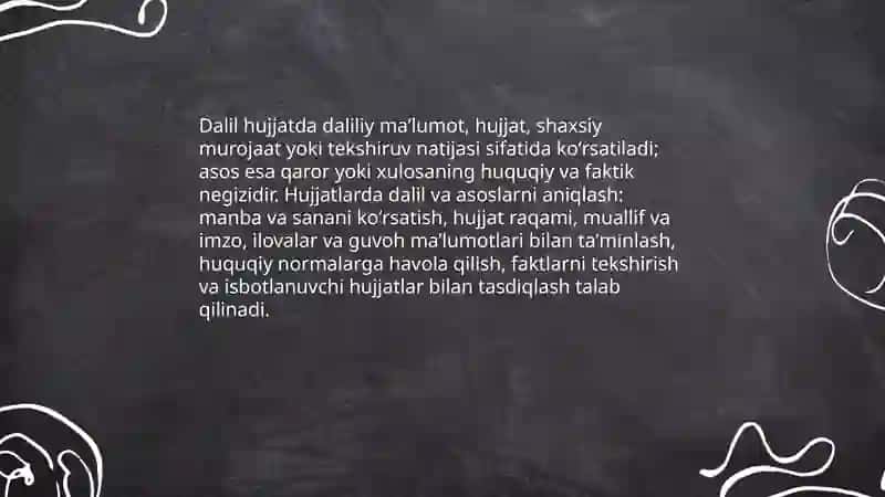 Hujjat tuzishda dalil va asoslarning oʻrni 3