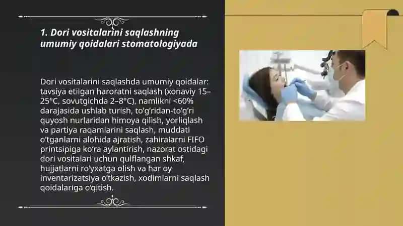 Dori vositalarini saqlashning umumiy qoidalari stomatologiyada 3