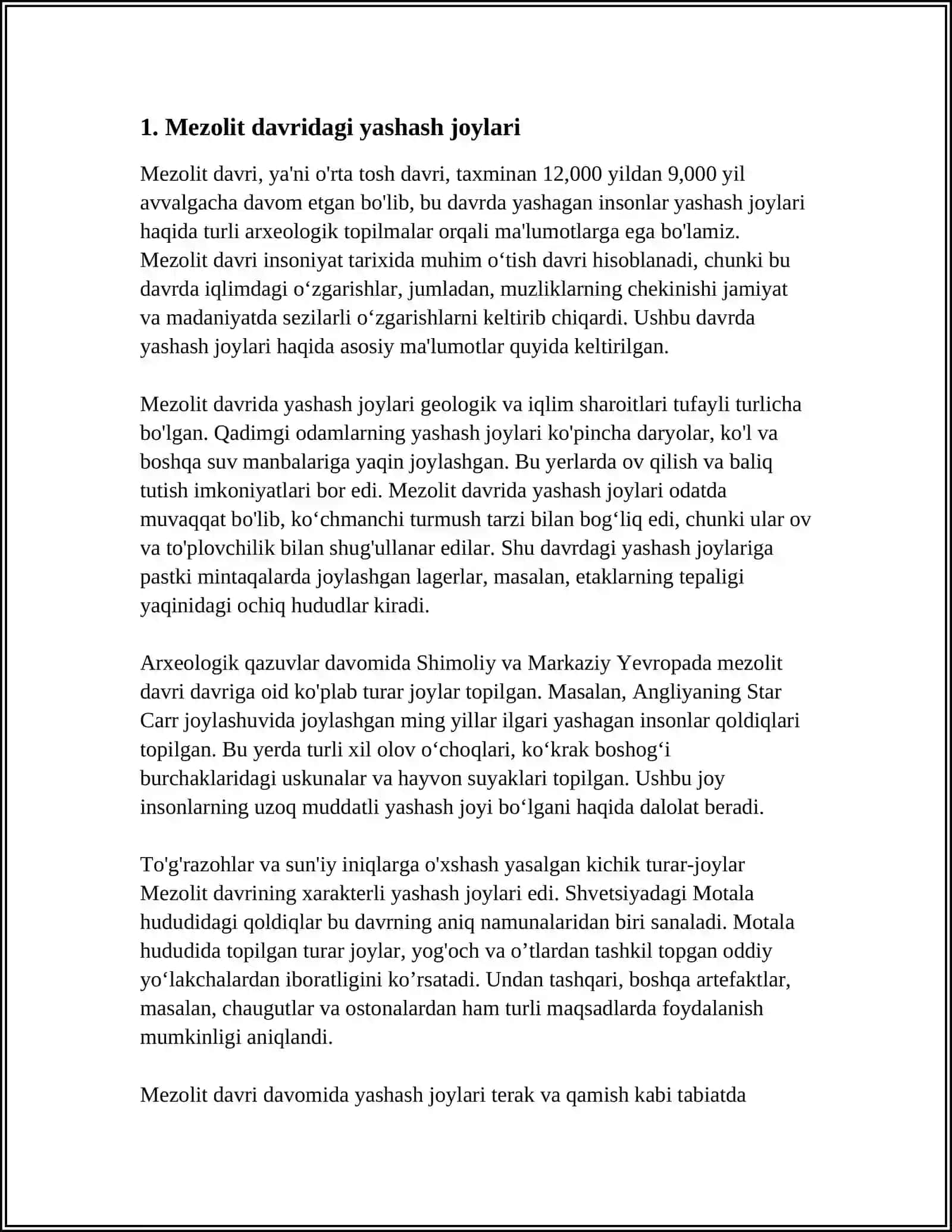 MEZOLIT, NEOLIT DAVRI LOKAL MADANIYAT 3
