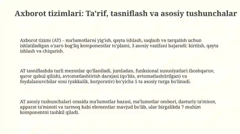 Axborot tizimlari 3