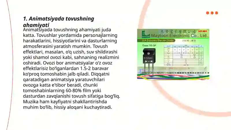 Animatsiya masalalari. Tovush tasvir matin va xarakatlar uyg’unligi taminlash 3