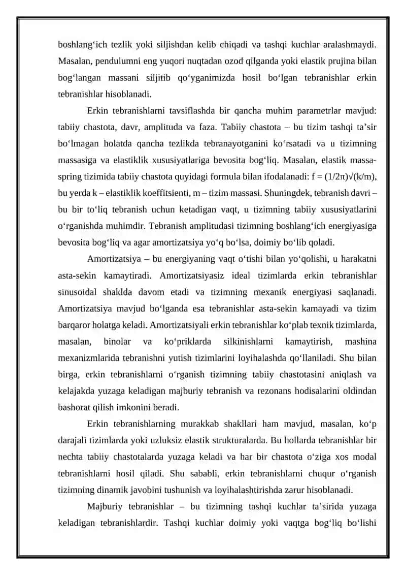 ERKIN VA MAJBURIY TEBRANISHLAR. REZONANS 3
