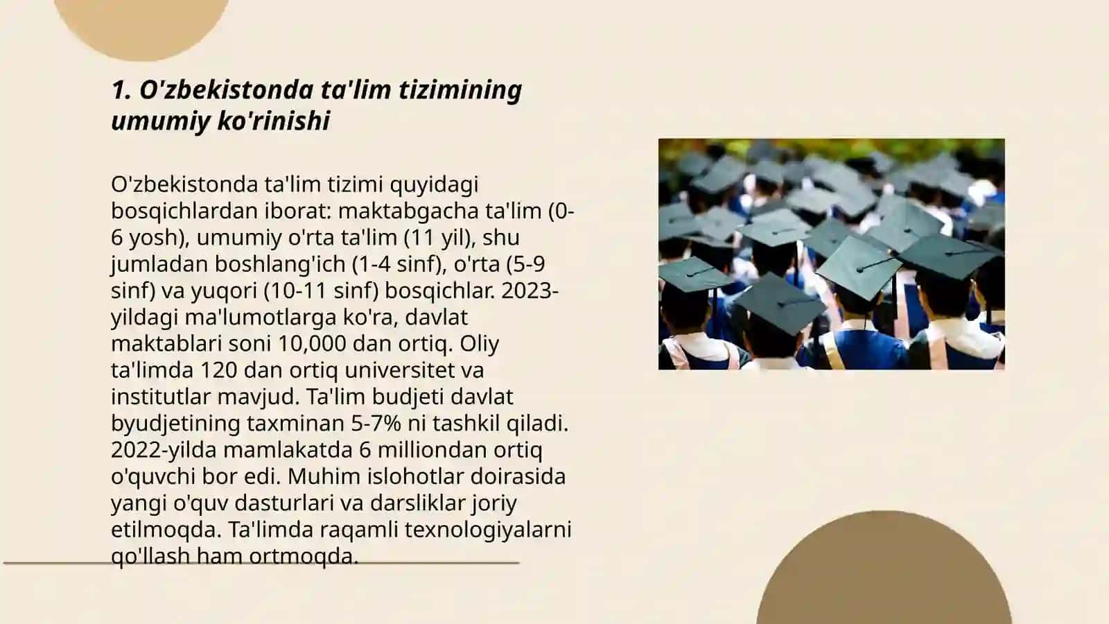 O'zbekistonda Ta'lim sohasidagi Xizmatlarning Ho'zirgi Holati va Uni Rivojlantirish Istiqbollari 3