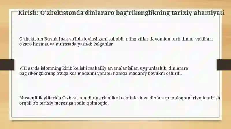 O'zbekistonda diniy bag'rikenglikning tarixiy ildizlari va rivojlanishi 3