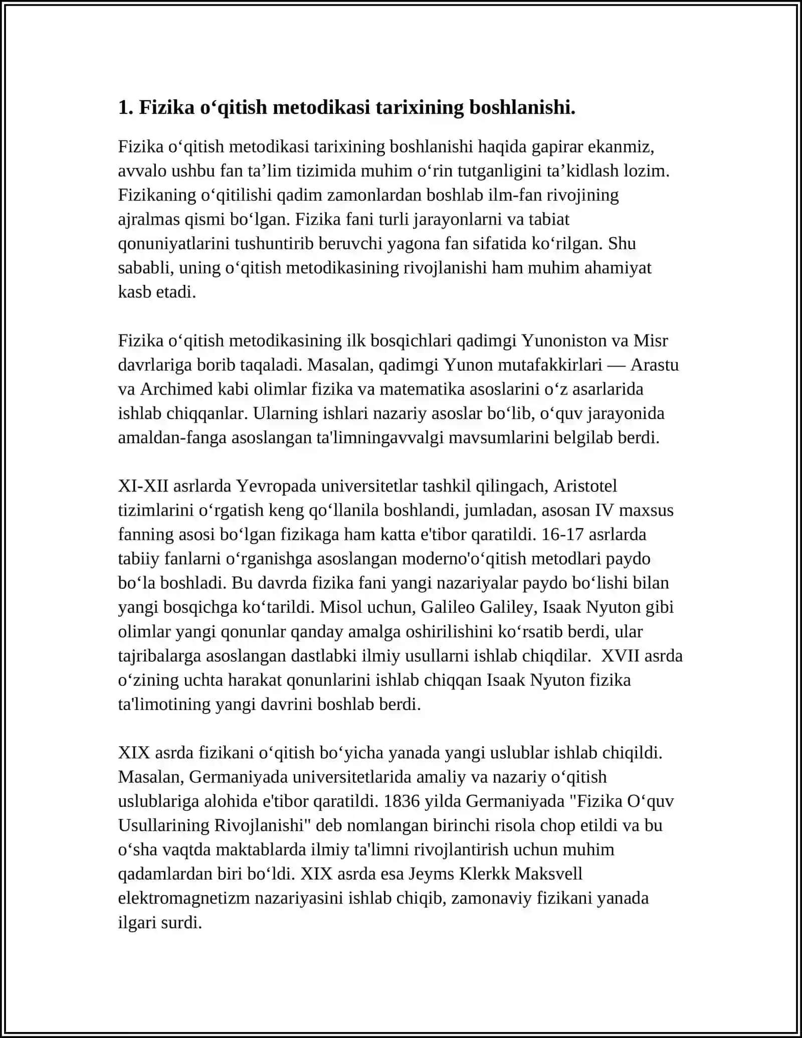FIZIKA O‘QITISH METODIKASI KURSINING YUZAGA KELISHI VA RIVOJLANISH TARIXI 3