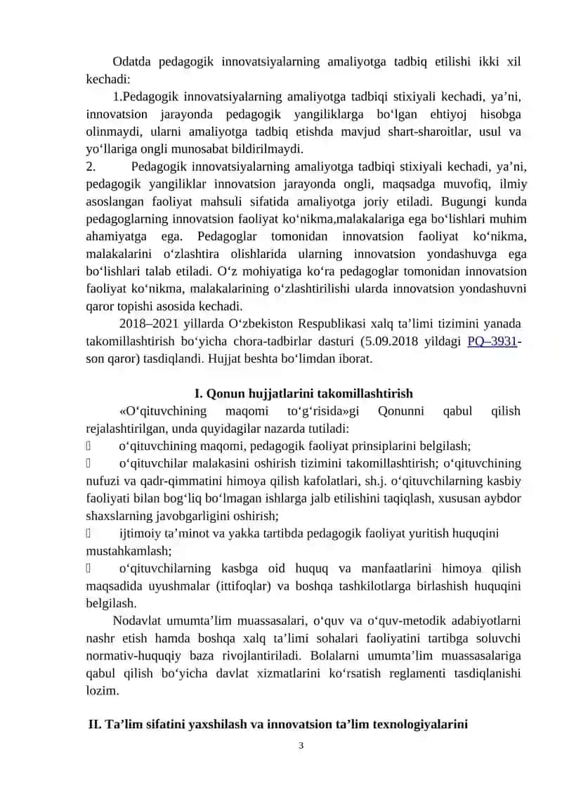 Ta’lim jarayonida innovatsion va axborot-kommunikatsion texnologiyalardan foydalanish omillari. 3