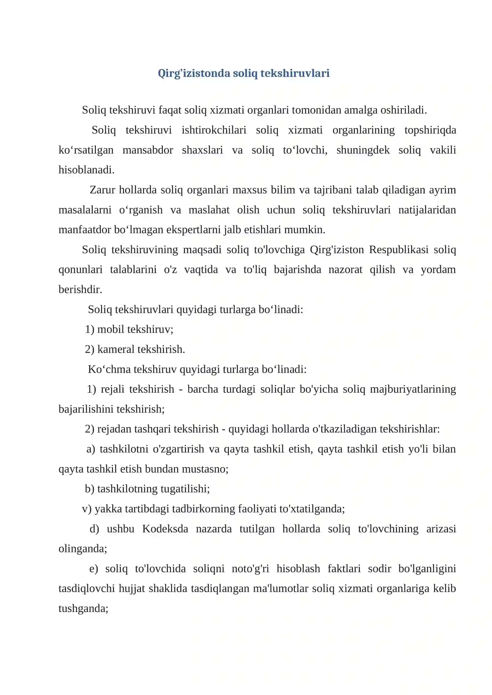 Qirg’iziston Respublikasida soliq monitoringini o’tkazish tartibi 3