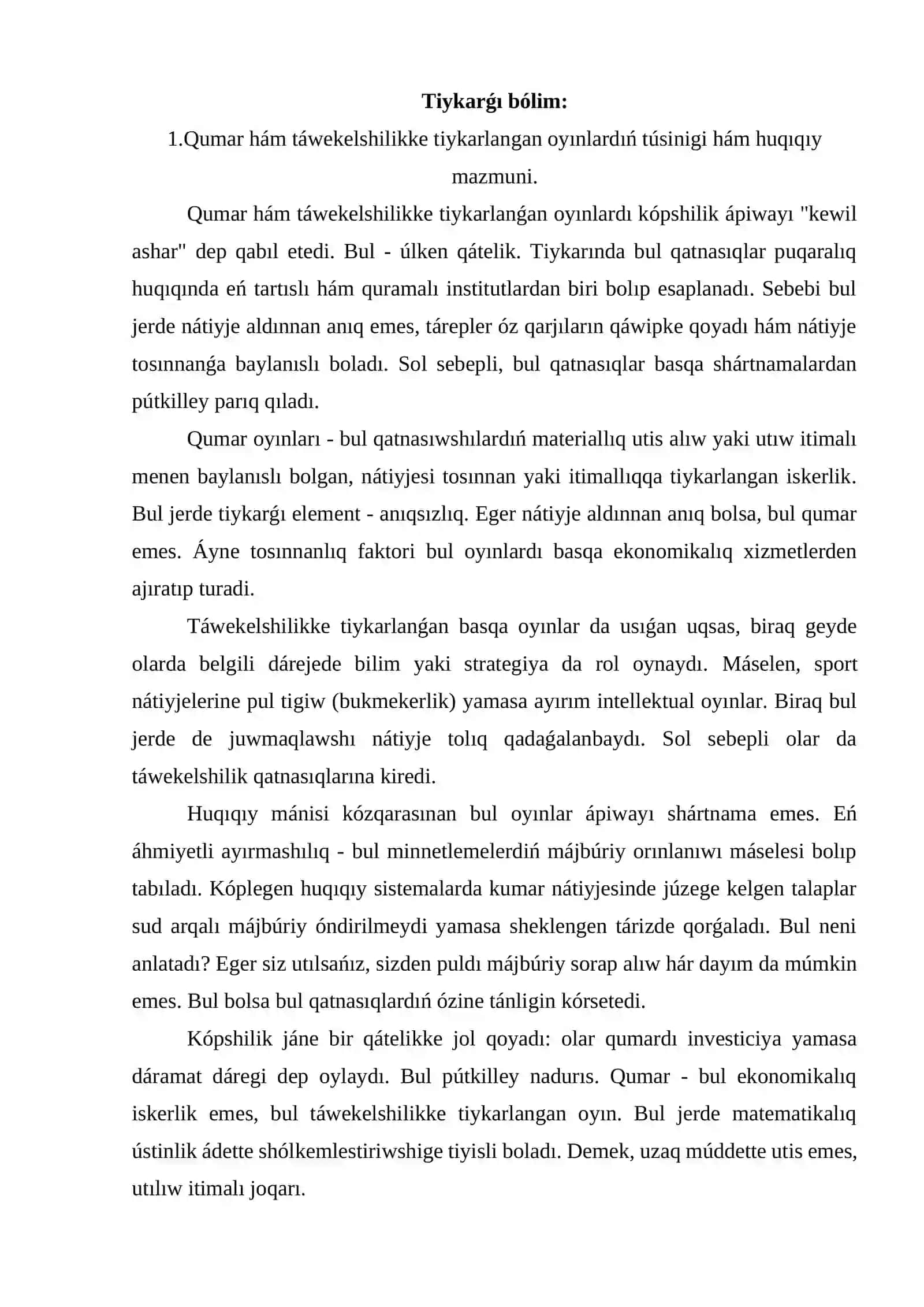Qumar hám táwekelshilikke tiykarlanǵan basqa da oyınlardı ótkeriw 3