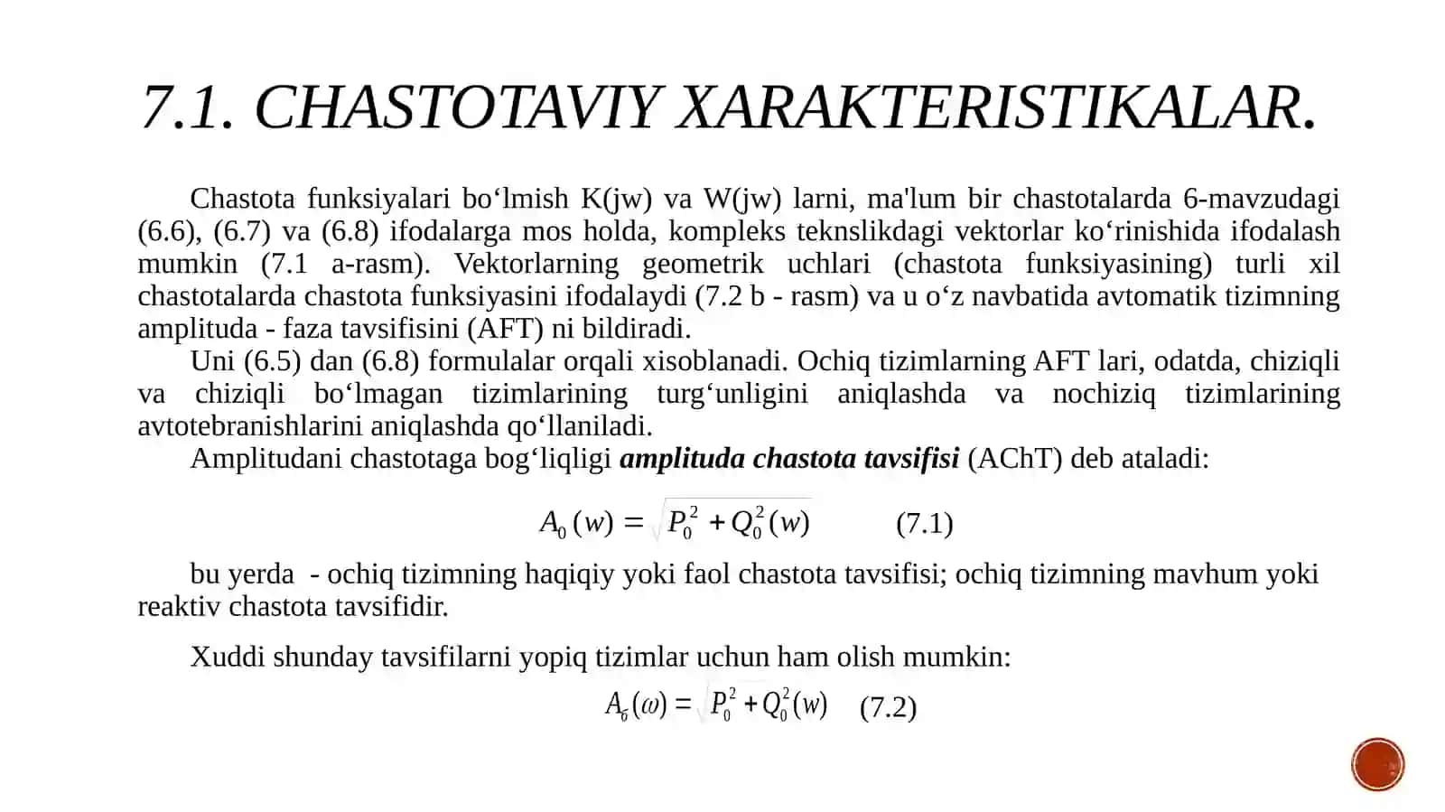 Chastotaviy xarakteristikalar Vaqtxarakteristikalari 3