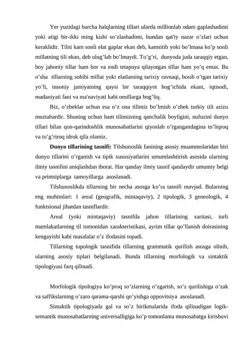 Dunyo tillarining genelogik va morfologik tasnifi 3