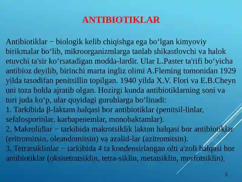 Turlikimyoviytuzilishigaegabo'lgansjntetikantebakterialvositalar 3