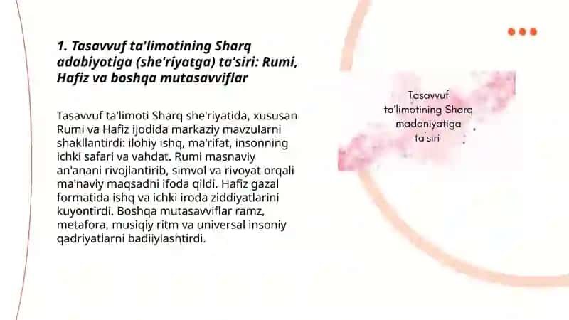 Tasavvuf ta'limotining sharq madaniyatiga ta'siri 3