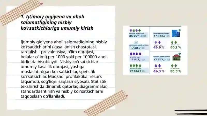 Ijtimoiy gigiyena. Aholi salomatligining ko'rsatkichlari va statistik tekshirish usullari 3