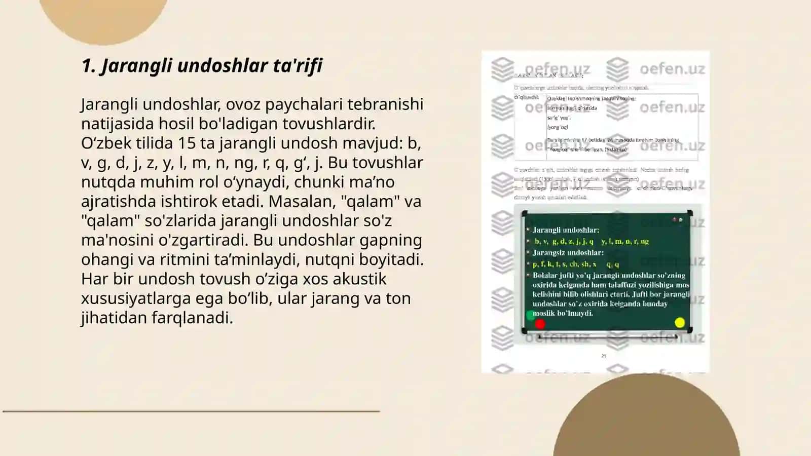 Jarangli va jarangsiz undoshlar 3