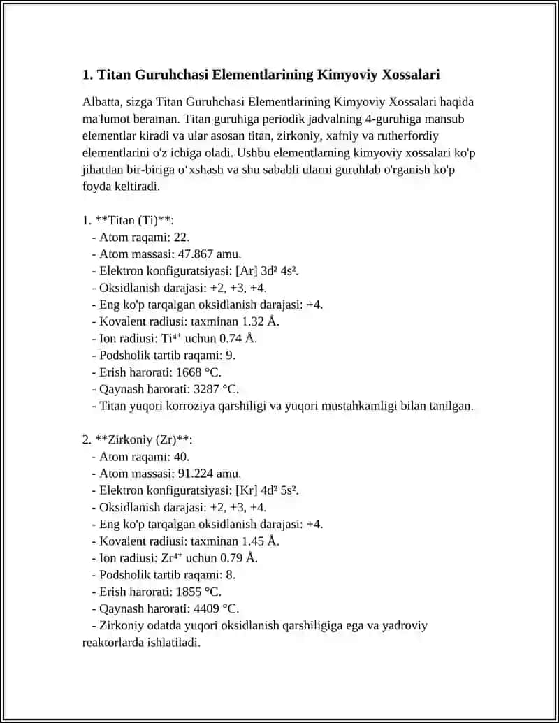 Titan Guruhchasi Elementlarining Kimyoviy Xossalari 3