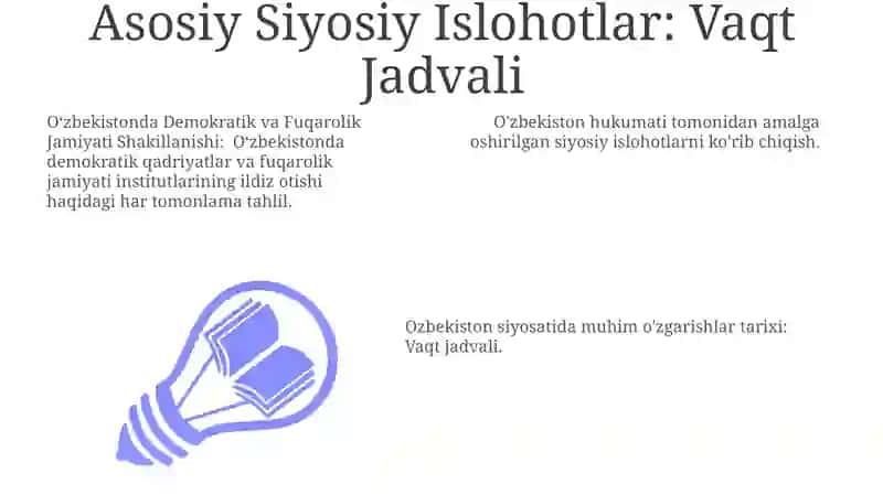 Oʻzbekistonda Demokratik, Fuqarolik Jamiyati Asoslarining Shakllanishi, Amalga Oshirilgan Siyosiy Islohotlar 3
