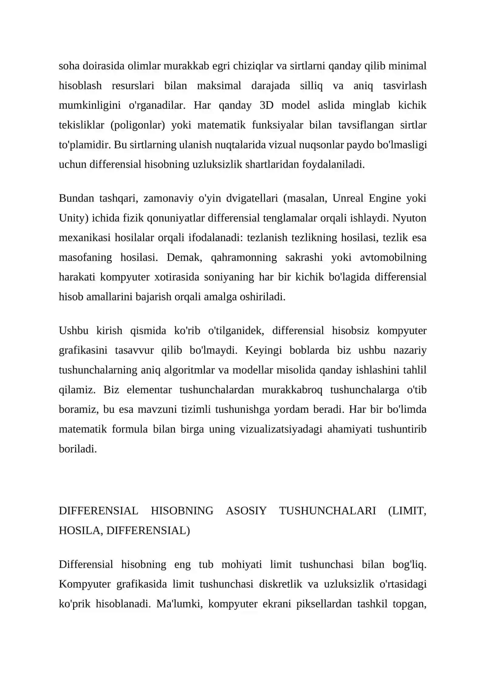 KOMPYUTER GRAFIKASIDA DIFFERENSIAL HISOB TATBIQLARI 3
