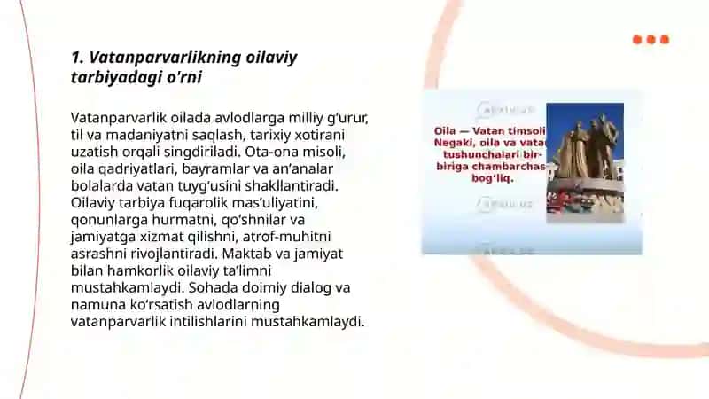 Vatanparvarlikning oilaviy tarbiyadagi o'rni 3