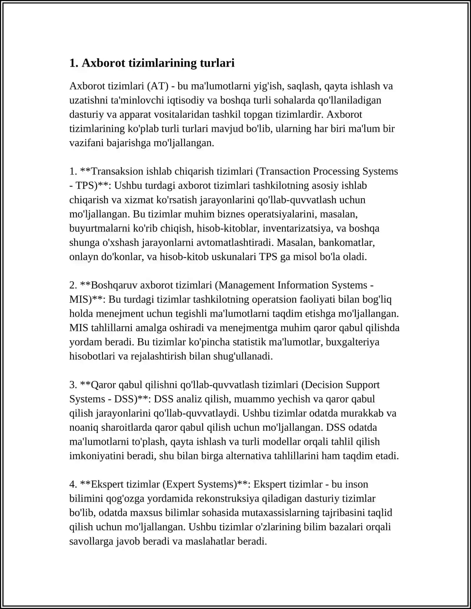 AXBOROT TIZIMLARINI LOYIHALASH VA UNI QURISH USULLARI 3