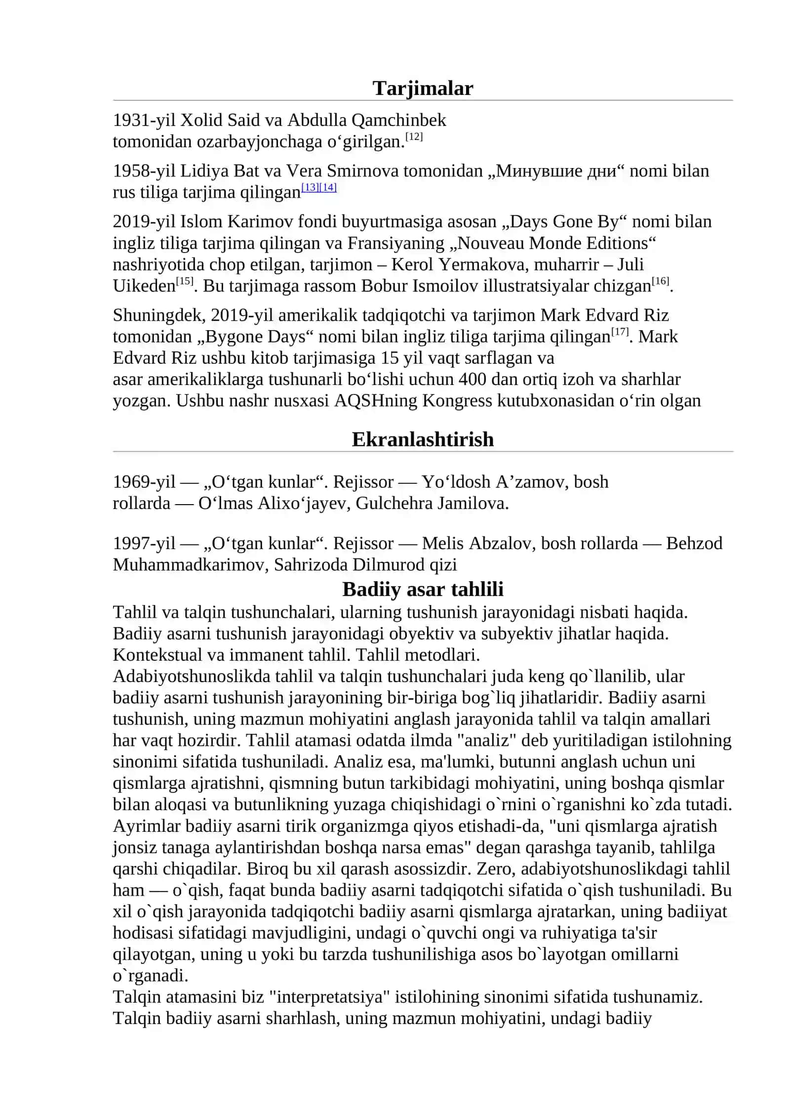 Badiiy asar mutolaasi. Asar taassurotlari 3