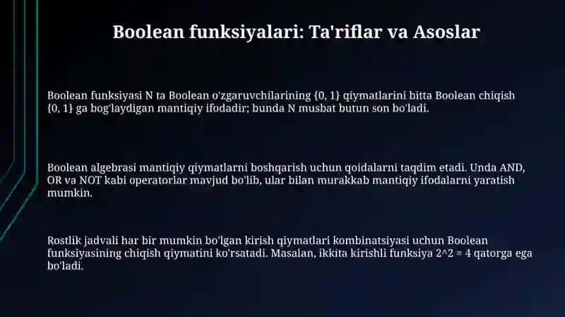 Boolean funksiyalari va elementar bulfunksiyalari 3