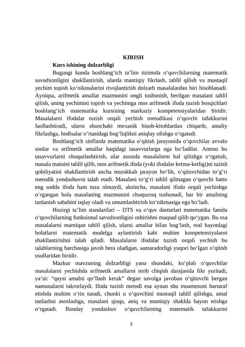 Boshlang‘ich sinflarda masalalarni ifodalar tuzish orqali yechish 3