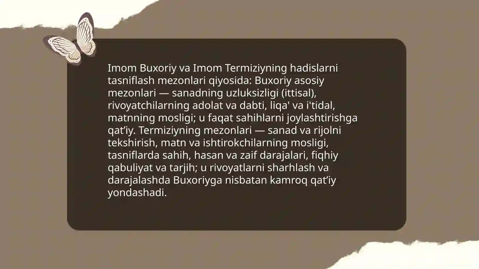 Imom Buxoriy va Imom Termiziyning hadis ilmiga qoʻshgan hissalarini qiyosiy tahlili 3