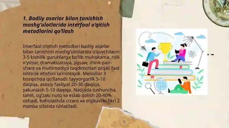 Badiiy asarlar bilan tanishish mashgʻulotlarida taʼlim metodlaridan foydalanish yoʻllari 3