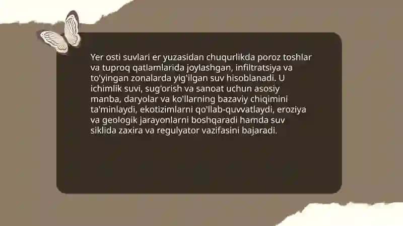 Yer osti suvlari va ularning gidrologik ahamiyati 3