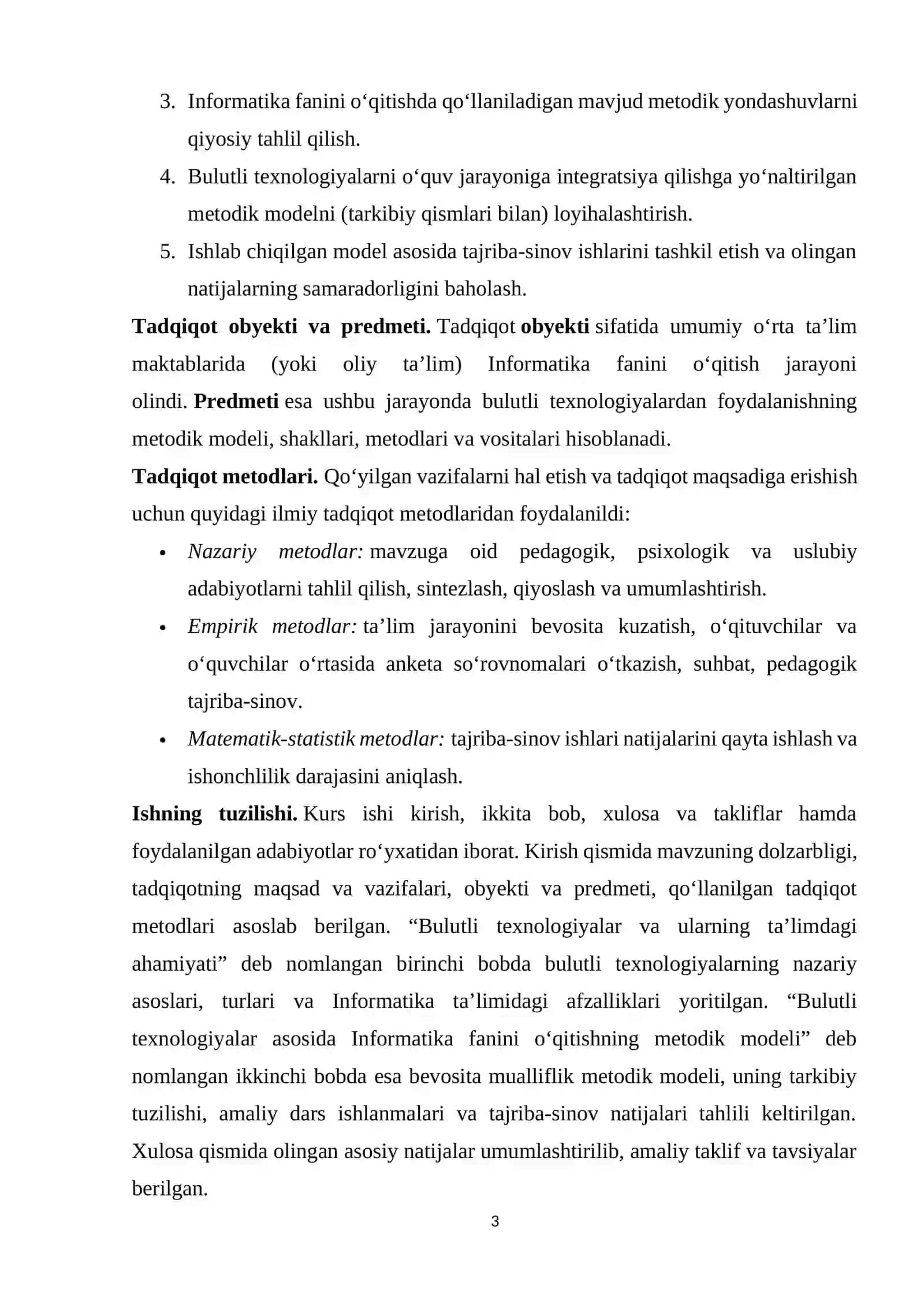 BULUTLI TEXNOLOGIYALAR ASOSIDA INFORMATIKA FANINI O‘QITISHNING METODIK MODELI 3