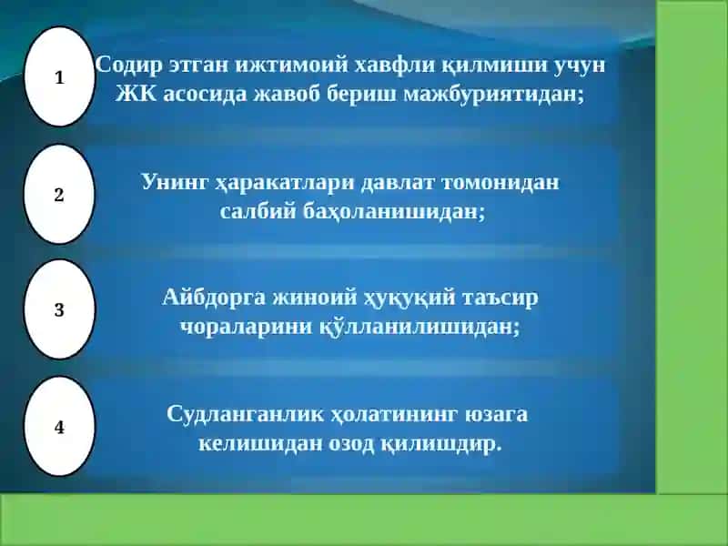 ЖАВОБГАРЛИКДАН ОЗОД ҚИЛИШ ТУШУНЧАСИ   ВА   ТУРЛАРИ 3