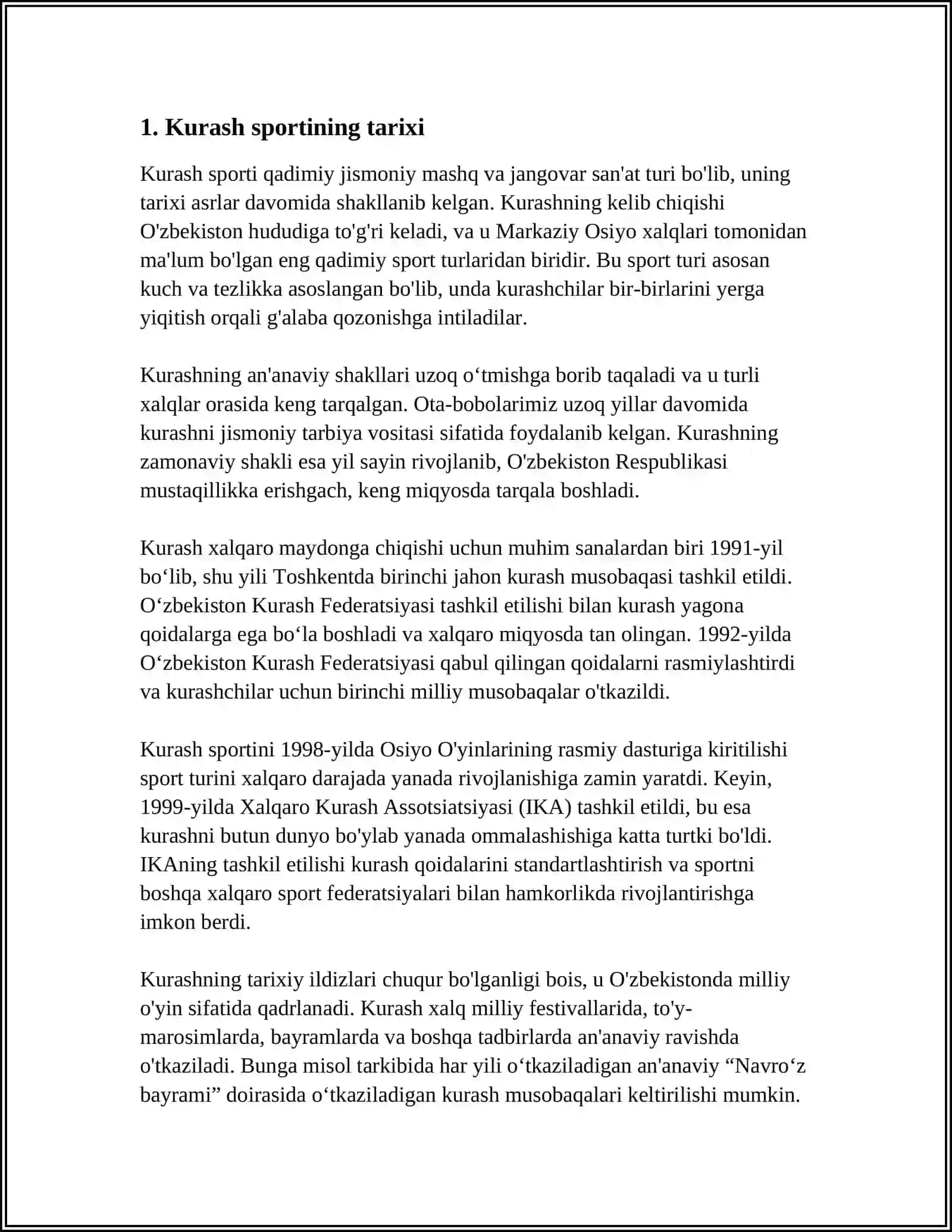 Kurash sporti tarixi 3