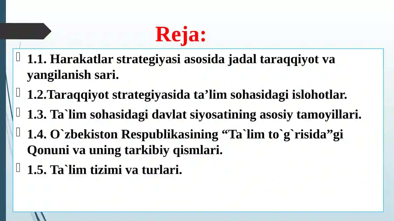 O’ZBEKISTON RESPUBLIKASI TA’LIM TIZIMIDA MODERNIZASIYA JARAYONLARI 3