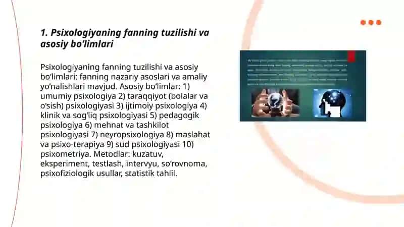 Psixologiyaning fanning tarmoqlari va tuzilishi 3