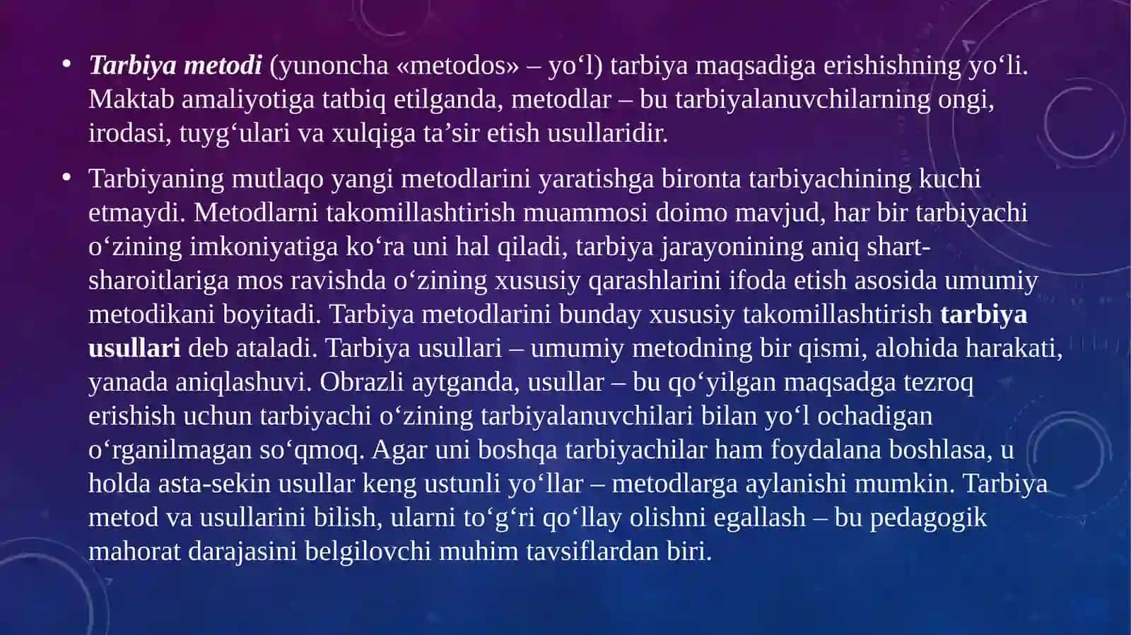 Tarbiya qonuniyatlari va metodika 3