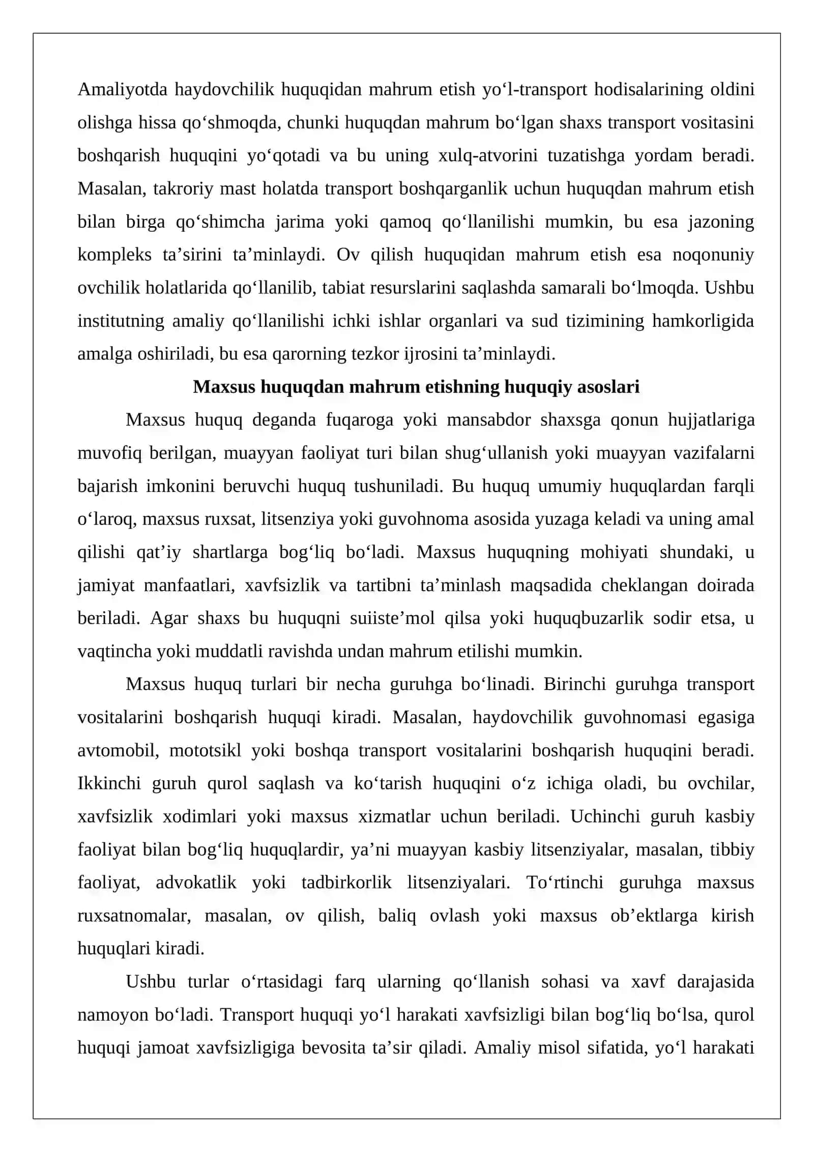 Maxsus huquqdan mahrum etish to’g’risidagi qarorni ijro etish bo’yicha ish yuritish 3
