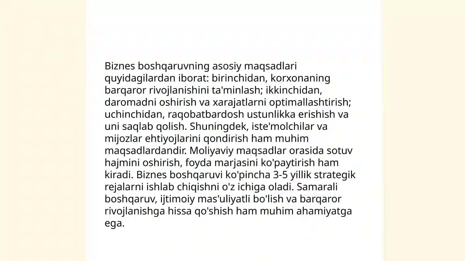 Biznes boshqaruvning asosiy maqsadlari 3