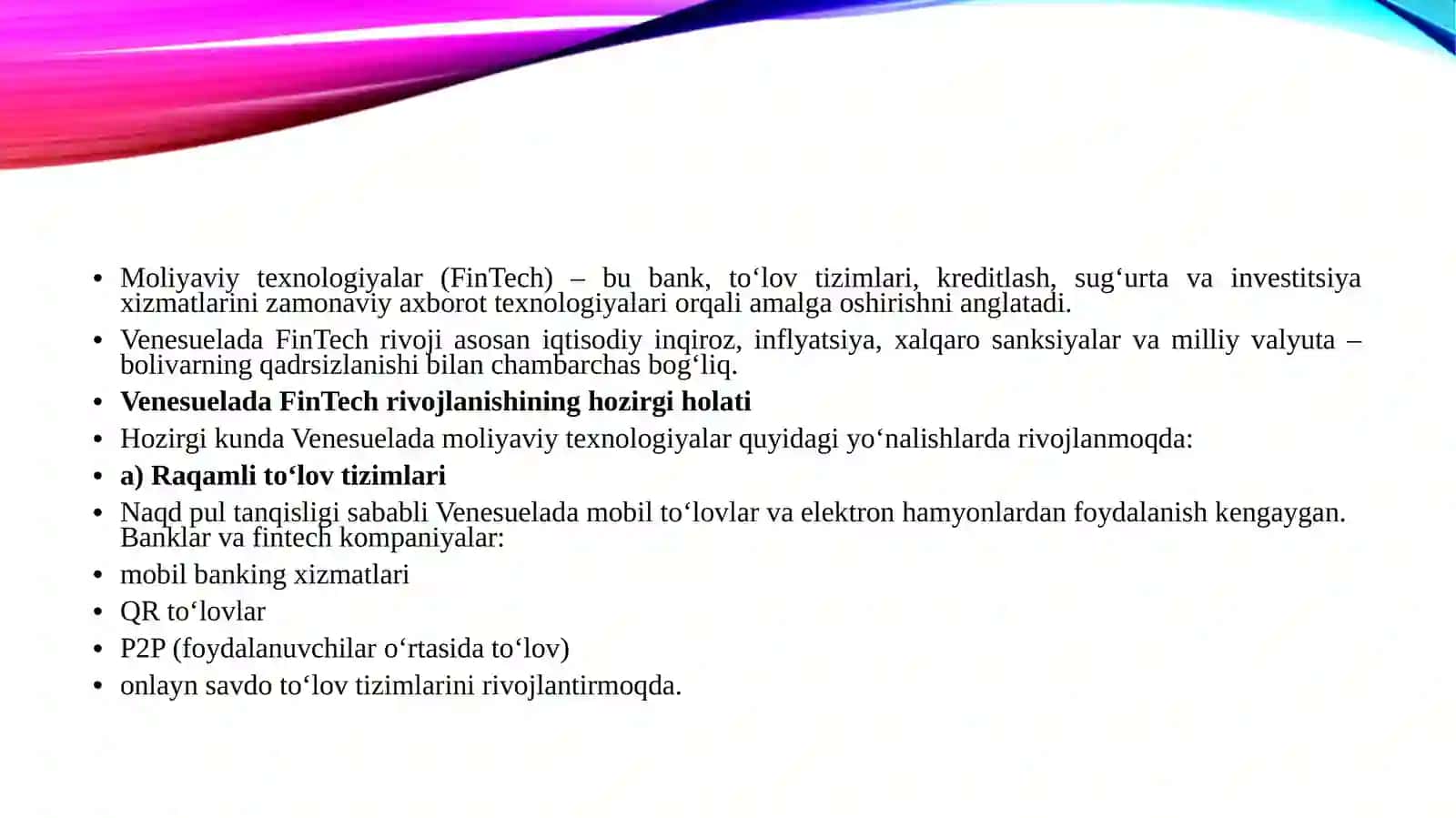 VENESUELA BOLIVAR RESPUBLIKASI DAVLATINING MOLIYAVIY TEXNALOGIYALARINING HOZIRGI HOLATI VA TARAQQIYOTI 3
