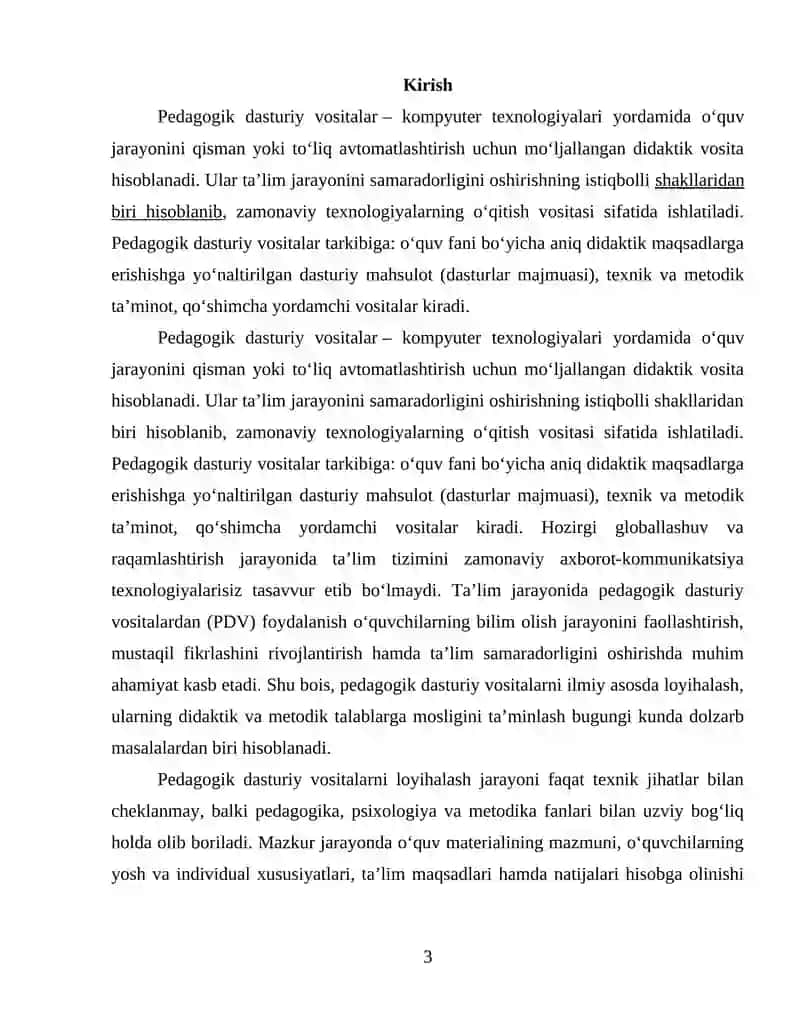 Pedagogik dasturiy vositalarni loyihalashtirish 3