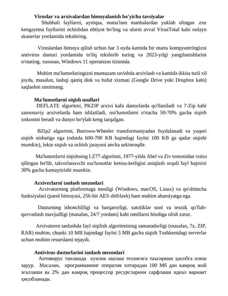 Virus va antivirus dasturlar.Arxivatorlar 3