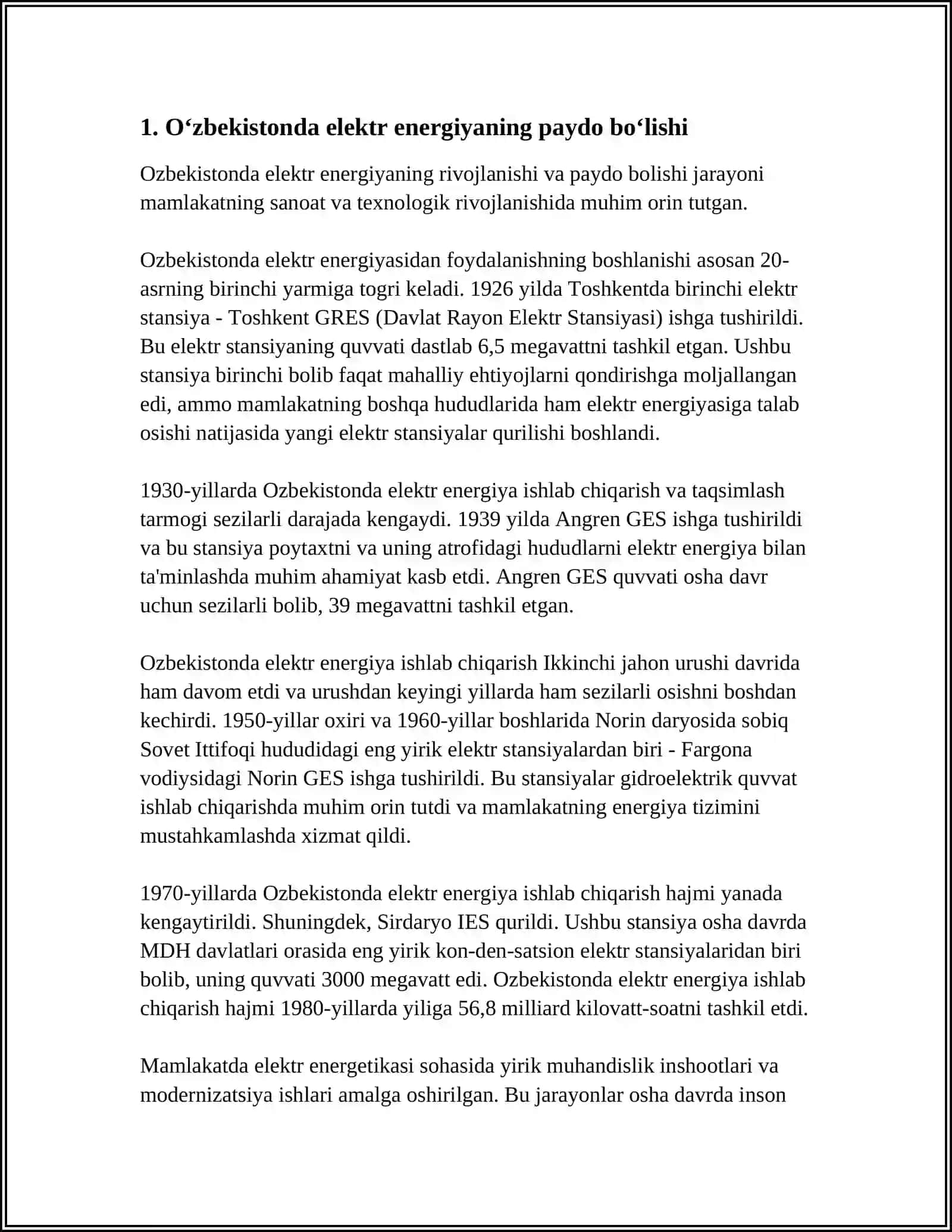 O‘ZBEKISTONDA ELEKTR ENERGETIKANING RIVOJLANISH TARIXI 3
