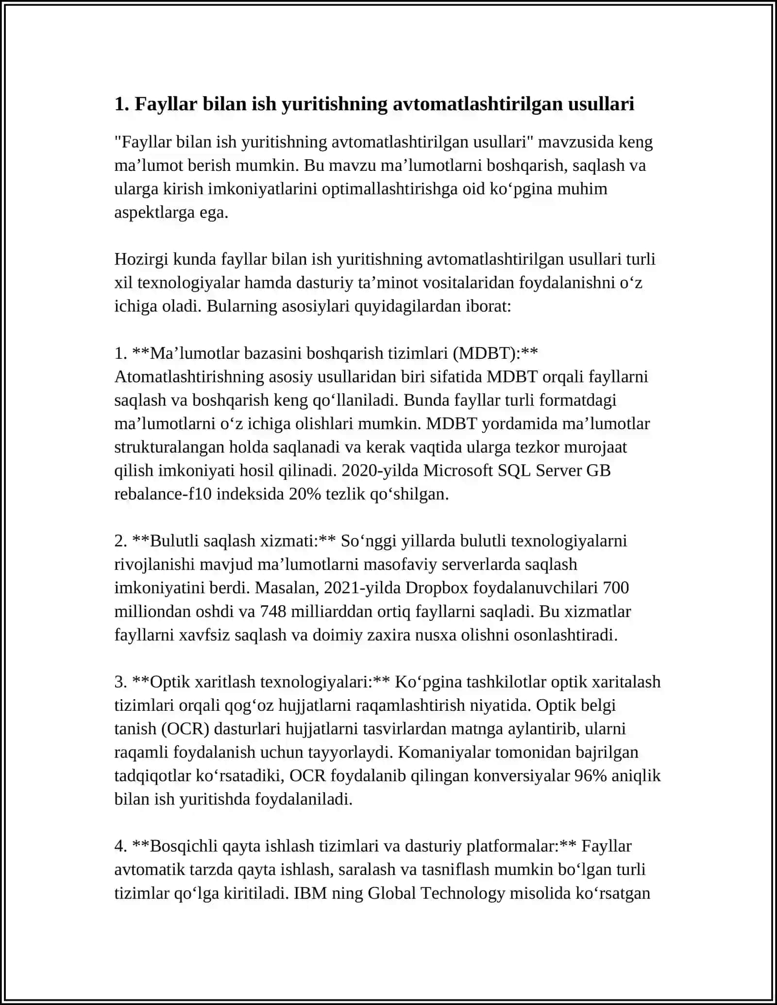Fayllar bilan ish yuritishning avtomatlashtirilgan usullari 3