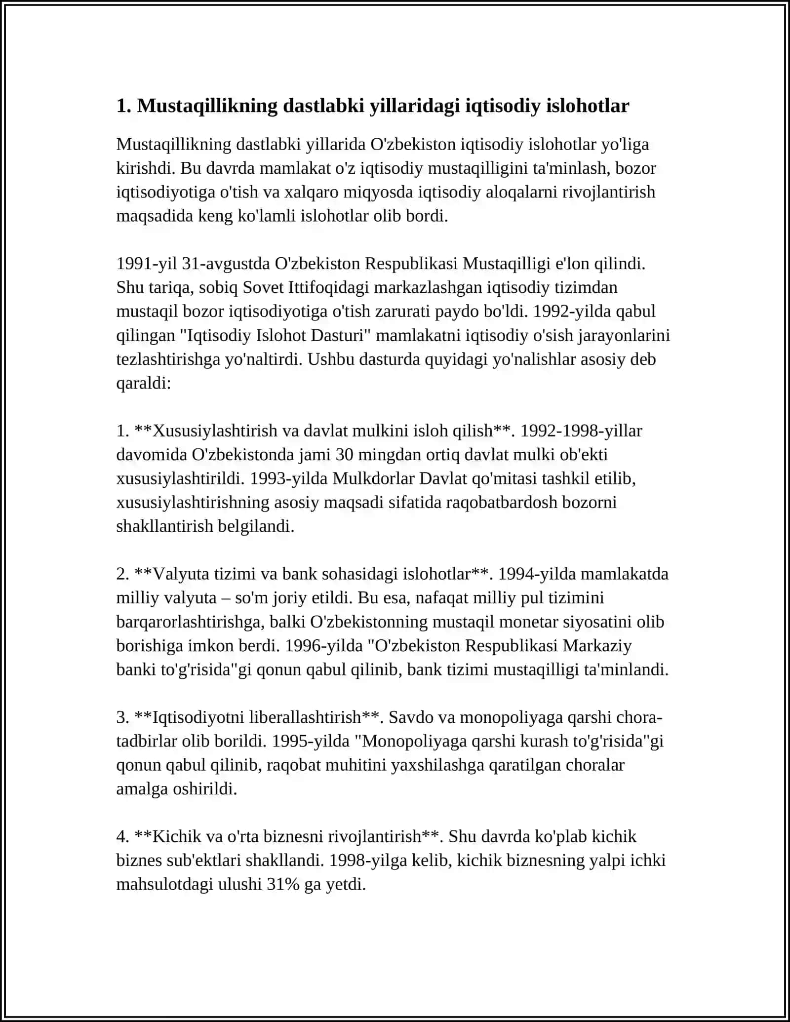 ÔTISH DAVRI 1991-2000YILLARDAÕZBEKISTON IJTIMOIY YO'NALTIRILGAN ISLOHOTLAR 3