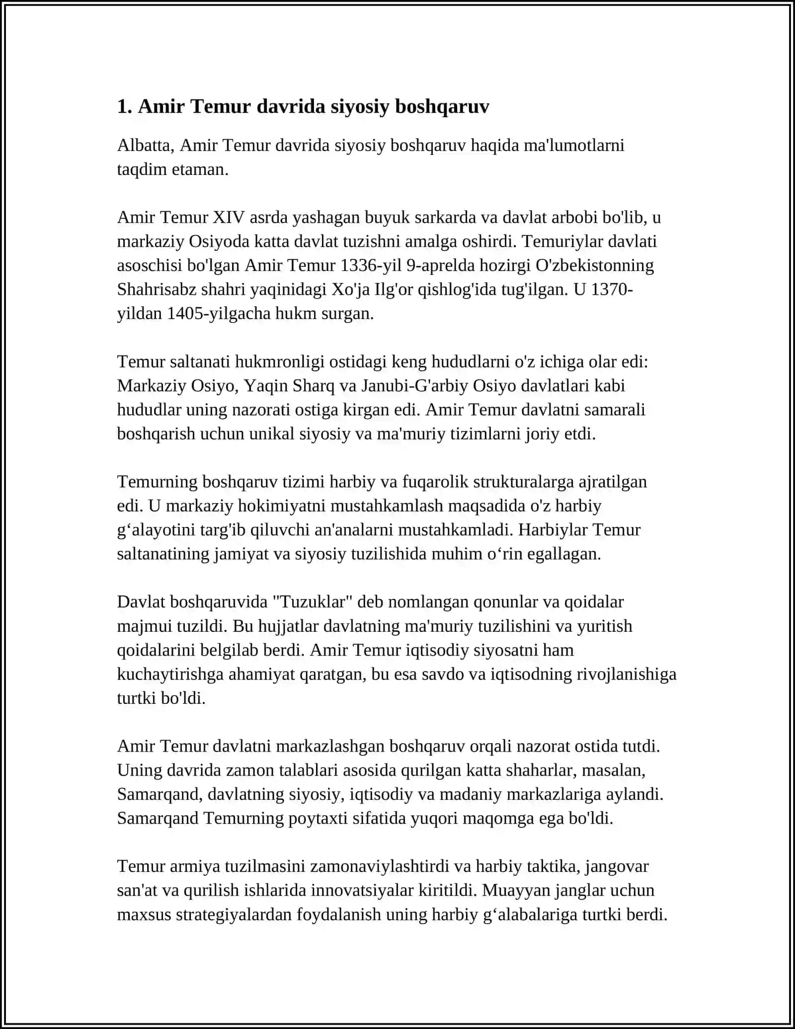 AMUR TEMUR DAVRIDA BOSHQARUV MAVZUSIDA REFERAT 3