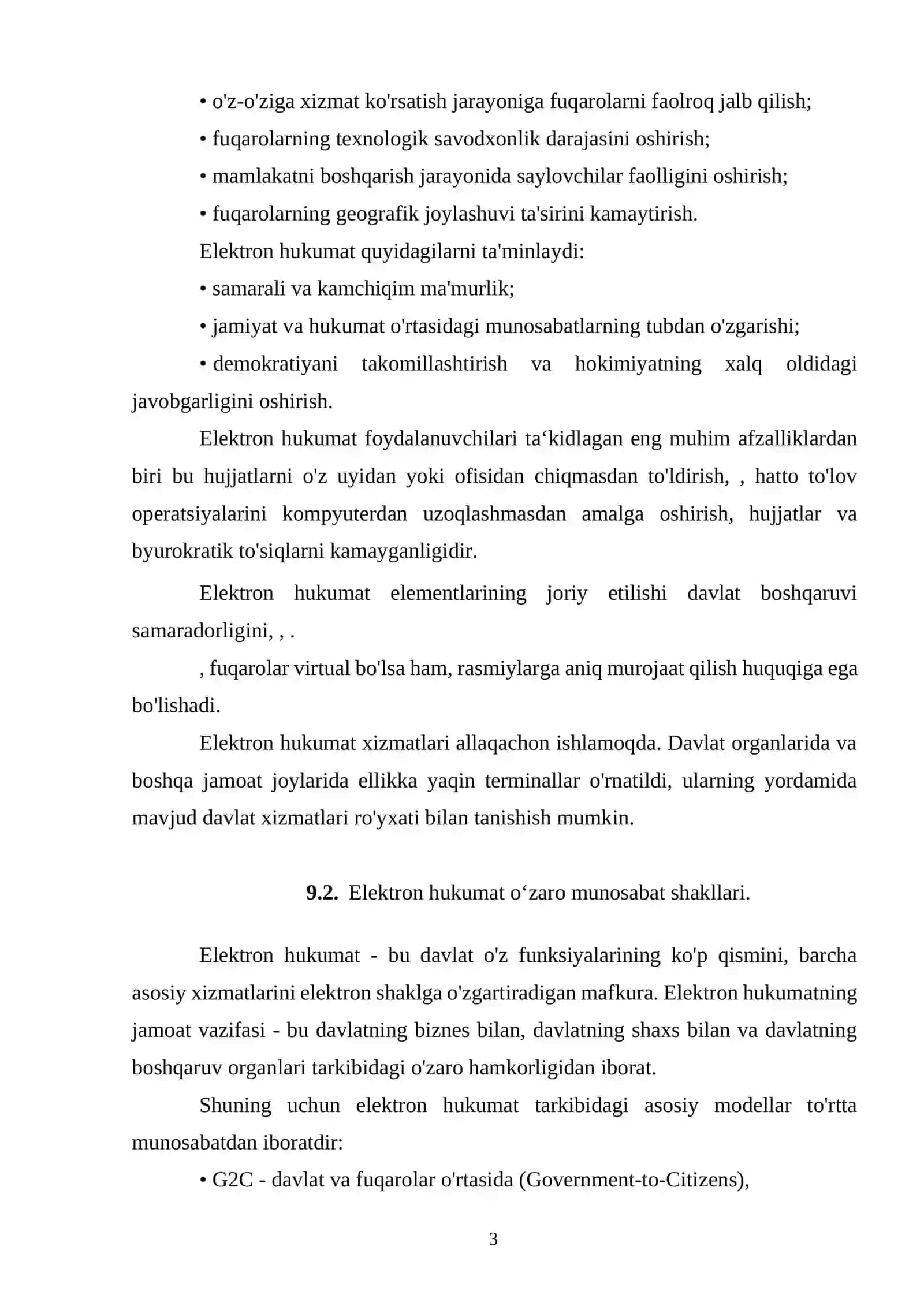 Elektron hukumat tizimining ishlash xususiyatlari 3